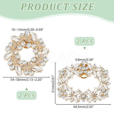 4Pcs 2 Styles Rectangle & Flower Brass Rhinestone Shoe Decorations AJEW-GA0006-93-1