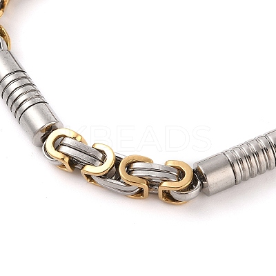 PVD Vacuum Plating 201 Stainless Steel Column Link & Byzantine Chain Bracelets BJEW-Z023-09P-1-1