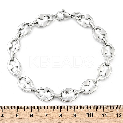304 Stainless Steel Oval Link Chain Bracelets for Women Men BJEW-F488-48B-P-1