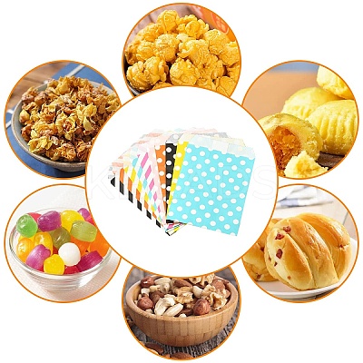 20Pcs 10 Styles Striped & Polka Dot Kraft Paper Bags CARB-YW0001-01-1