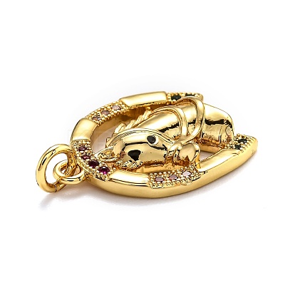 Brass Micro Pave Cubic Zirconia Pendants ZIRC-O039-01G-1