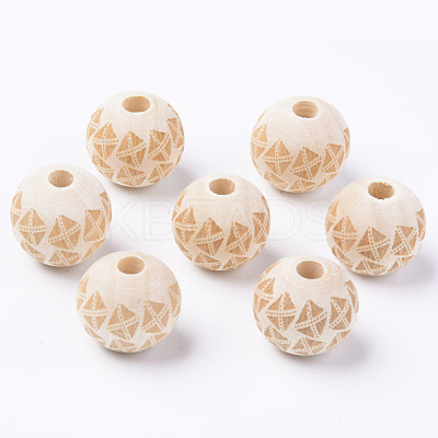 Unfinished Natural Wood European Beads WOOD-S057-021A-1