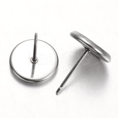 Tarnish Resistant Flat Round Stainless Steel Stud Earring Settings LS-X-STAS-M227-8mm-1