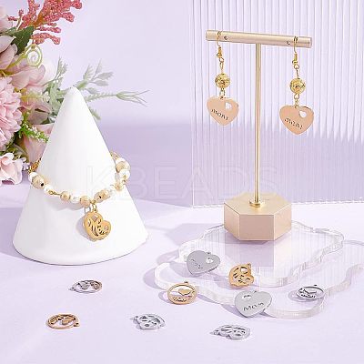 12Pcs 6 Style 304 Stainless Steel Pendants STAS-UN0039-83-1