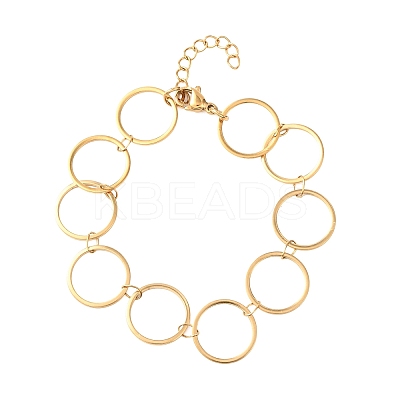 304 Stainless Steel Ring Link Chain Bracelets BJEW-P373-02C-G-1