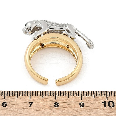 Brass Micro Pave Clear Cubic Zirconia Cuff Rings for Women Men RJEW-Z080-02GP-01-1
