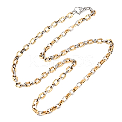 PVD Vacuum Plating 304 Stainless Steel Oval Link Chains Necklace STAS-E160-18GP-01-1
