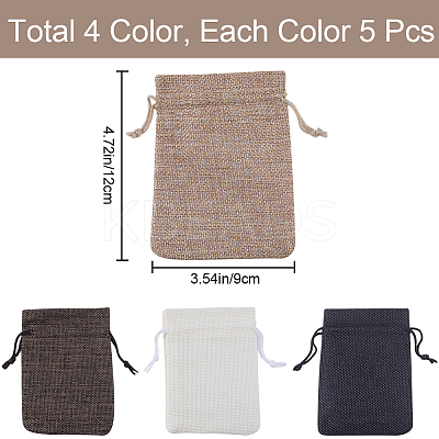 4 Colors Polyester Imitation Burlap Packing Pouches Drawstring Bags ABAG-BBC0001-04A-1