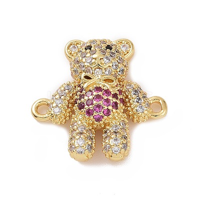 Brass Micro Pave Cubic Zirconia Connector Charms ZIRC-P107-01G-1