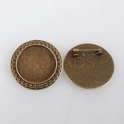 Vintage Alloy Brooch Cabochon Bezel Settings X-PALLOY-N0085-54AB-NF-1
