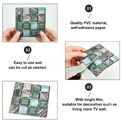 Square PVC 3D Self Adhesive Mosaic Pattern Stickers DIY-WH0260-84D-1