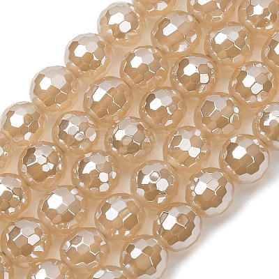 Electroplated Natural Agate Beads Strands G-B191-A07-6mm-07-1