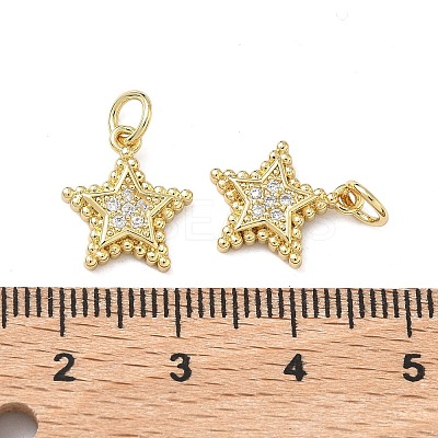 Brass Micro Pave Clear Cubic Zirconia Charms KK-F930-01G-1