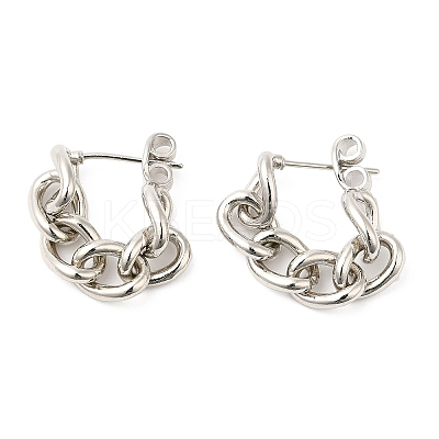 Rack Plating Brass Chain Ear Studs for Women EJEW-Q770-15P-1