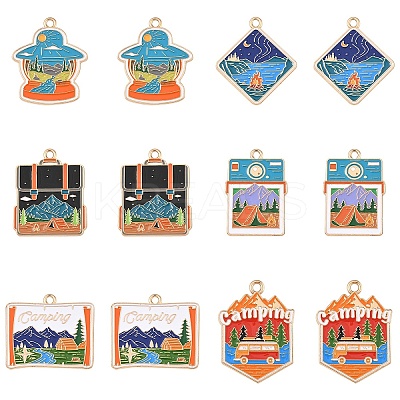 12Pcs 6 Styles Alloy Enamel Pendants FIND-YW0007-73-1
