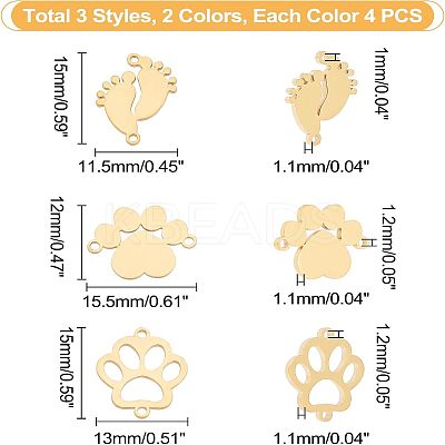 24Pcs 6 Style Stainless Steel Links Connectors STAS-UN0027-65-1