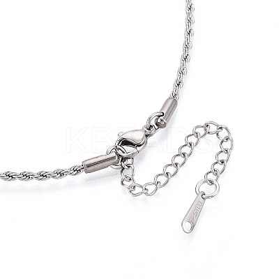 2MM 304 Stainless Steel Rope Chain Necklaces NJEW-N058-10P-1