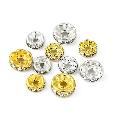 240Pcs 8 Styles Iron & Brass Rhinestone Spacer Beads FIND-FS0001-34-1