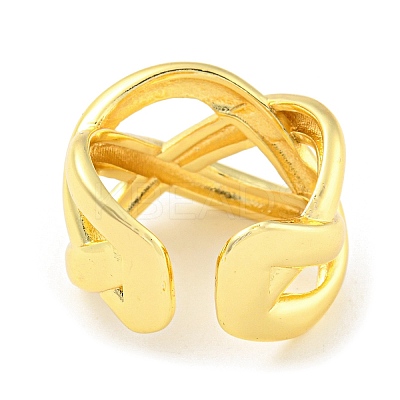 Rack Plating Brass Criss Cross Open Cuff Rings RJEW-Q784-10G-1