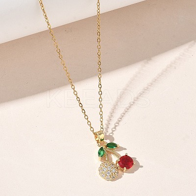 Brass & Cubic Zirconia Pendant Necklaces SA-CBA7E55-03G-02-1