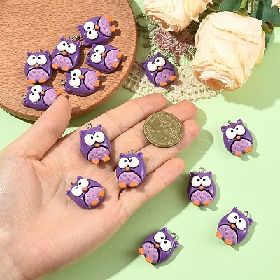 15Pcs Opaque Resin Pendants RESI-YW0005-32-1