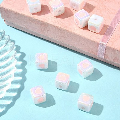 10Pcs Opaque Acrylic Enamel Beads ACRC-FS0001-02G-1