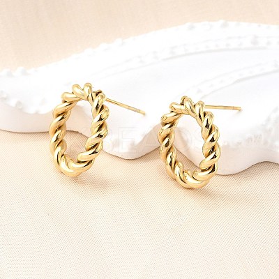 Ion Plating(IP) 304 Stainless Steel Twist Rope Ring Stud Earrings for Woman EJEW-N097-006LG-1