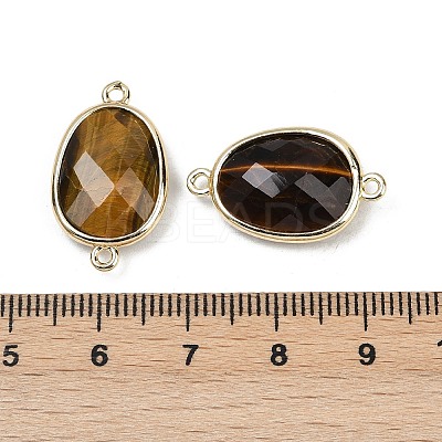 Natural Tiger Eye Faceted Connector Charms G-K347-11G-22-1
