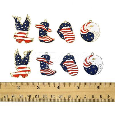 16Pcs 8 Styles Independence Day Alloy Enamel Pendants ENAM-FS0003-94-1