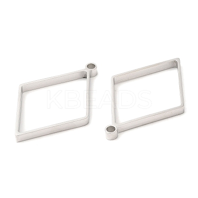 Non-Tarnish 304 Stainless Steel Open Back Bezel Rhombus Pendants STAS-Z040-02B-P-1