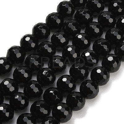 Natural Black Onyx Beads Strands G-C280-B01-8mm-1