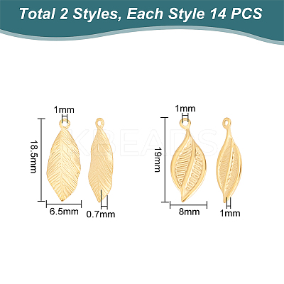 28Pcs 2 Style Ion Plating(IP) 304 Stainless Steel Pendants STAS-UN0049-74-1