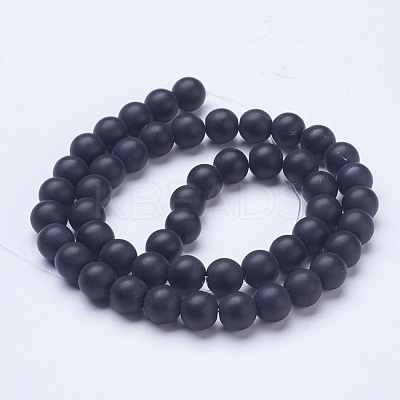 Frosted Glass Beads Strands G-D855-03-8mm-1