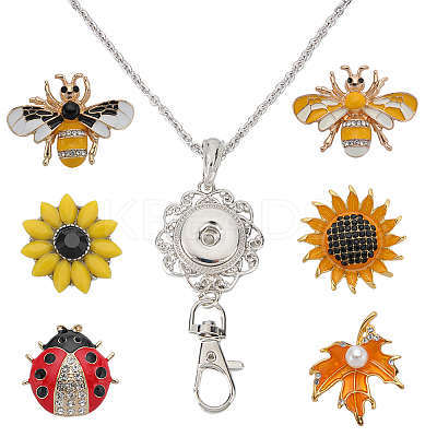 DIY Interchangeable Flower & Bee Office Lanyard ID Badge Holder Necklace Making Kit DIY-SC0022-01-1