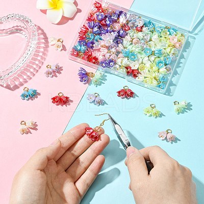 80Pcs 8 Colors Flower ABS Plastic Pearl Pendants PALLOY-CJ00075-1
