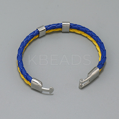 Flag Color Imitation Leather Double Line Cord Bracelet with Alloy Clasp GUQI-PW0001-088-1