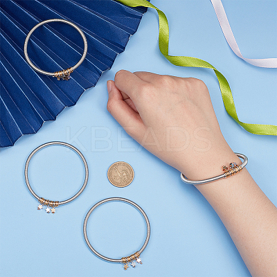 4Pcs Iron Round Chains Stretch Bracelets Set BJEW-BC0001-24-1