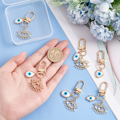 6Pcs 6 Style Evil Eye Resin Pendant Decorations for Women KEYC-AR0001-21-1