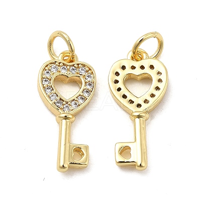 Brass Micro Pave Clear Cubic Zirconia Pendants KK-E068-VB180-1