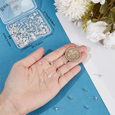 60Pcs 304 Stainless Steel Ball Stud Earring Post STAS-BBC0004-20-1