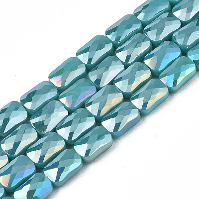 Electroplate Opaque Solid Color Glass Beads Strands X-EGLA-N002-25-A06-1