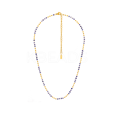 304 Stainless Steel & Glass Link Chain Necklaces for Women STAS-OY015-56G-1