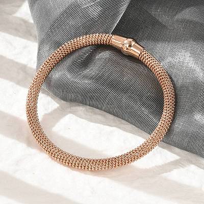 304 Stainless Steel Mesh Chain Bracelets for Women Men BJEW-Z087-19RG-1