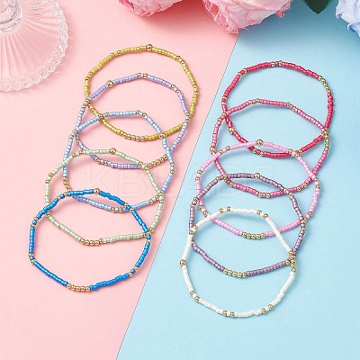 10Pcs Glass Seed Beaded Stretch Bracelets Sets for Women BJEW-MZ00295-1