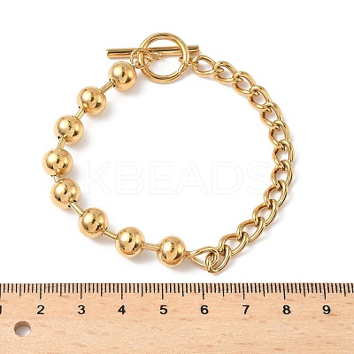 304 Stainless Steel Ball Chain & Cuban Link Chain Bracelets for Women BJEW-V011-02G-1