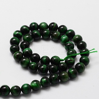 Natural Tiger Eye(Dyed & Heated) Round Beads Strands G-E329-8mm-40A-1