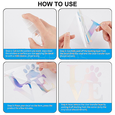 8 Sheets 4 Style Waterproof Heart & Bear Paw Pattern PET Car Decals Stickers STIC-GF0001-03A-1