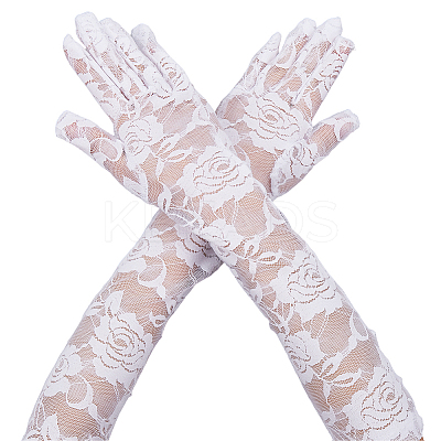 Polyester Long Lace Gloves AJEW-WH20011-94B-1