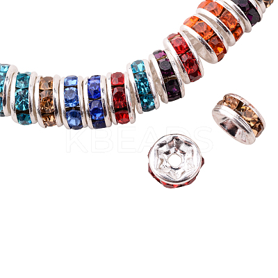 Rondelle Brass Rhinestone Spacer Beads RB-PH0001-06S-NF-1
