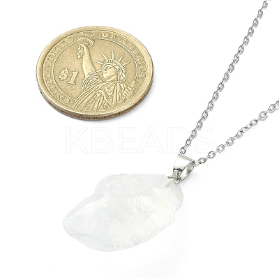 Natural Quartz Nugget Pendant Necklace with 304 Stainless Steel Chains NJEW-JN04385-01-1
